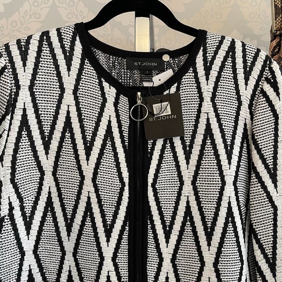 ST. JOHN Black Label Zip Front 3/4 Sleeve Jacket Style#K61G0K1 - Picture 2 of 11